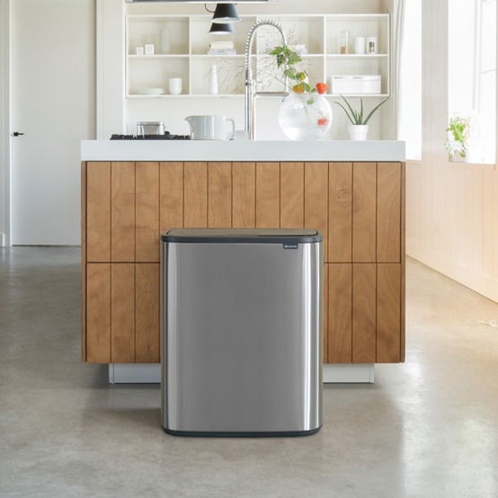 BRABANTIA Touch Bin Bo 2 x 30 l strieborný - kôš na triedenie odpadu z nerezovej ocele s dvoma komorami