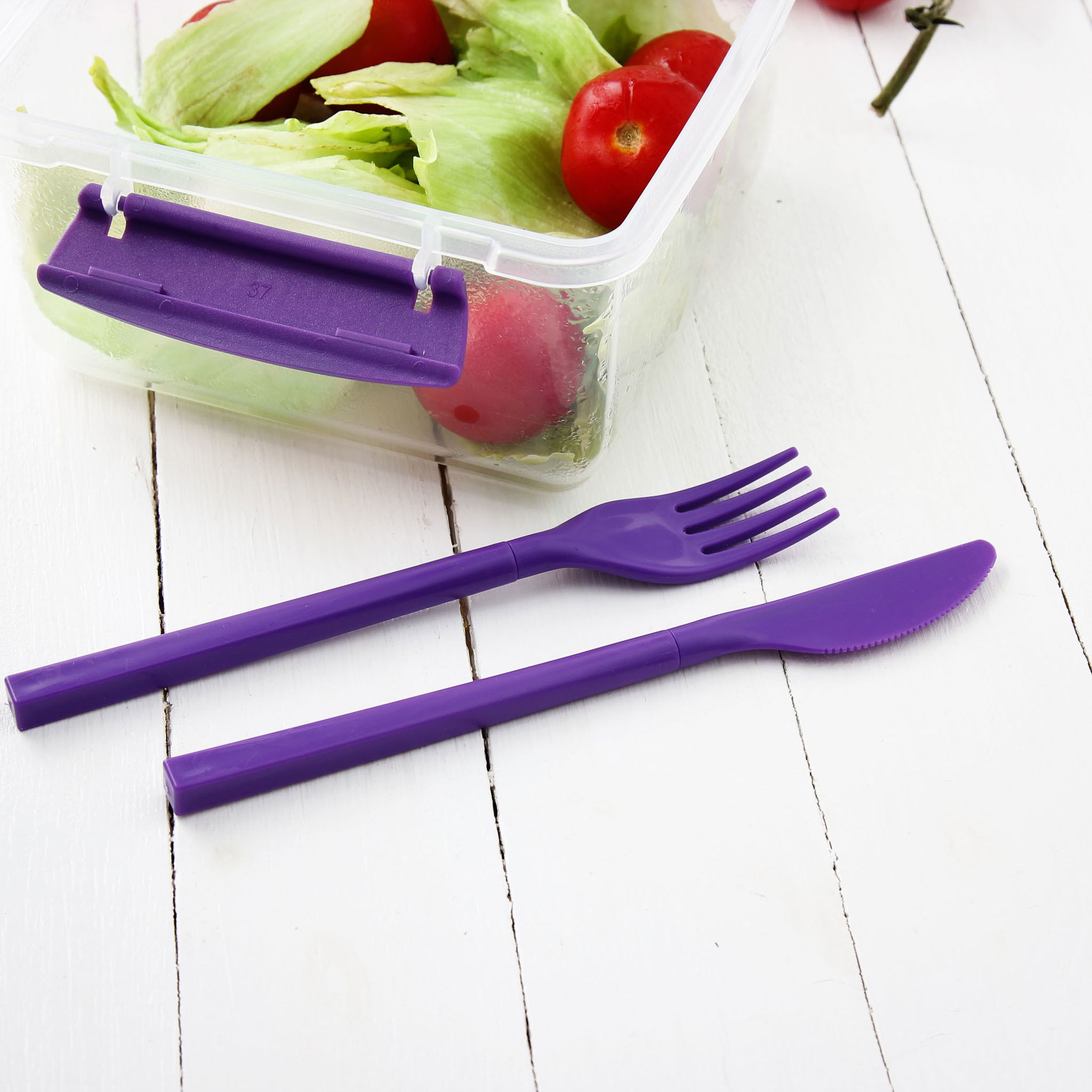 SISTEMA To Go Lunch Plus 1,2 l fioletowy - lunch box / śniadaniówka plastikowa ze sztućcami