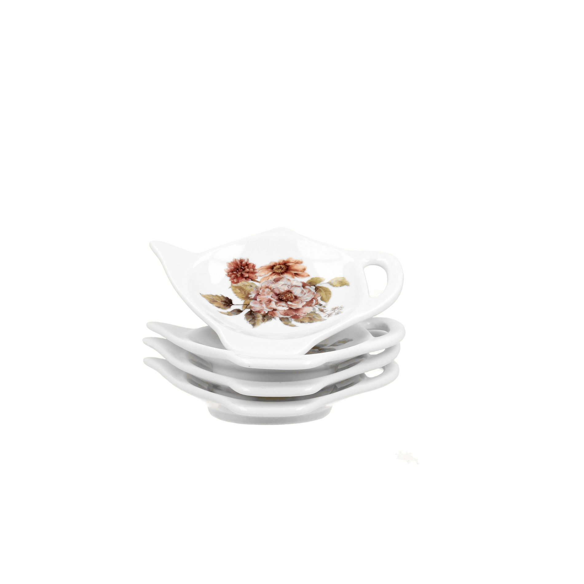 Porcelánové odkládací misky na čajové sáčky DUO PASTEL FLOWERS 4 ks