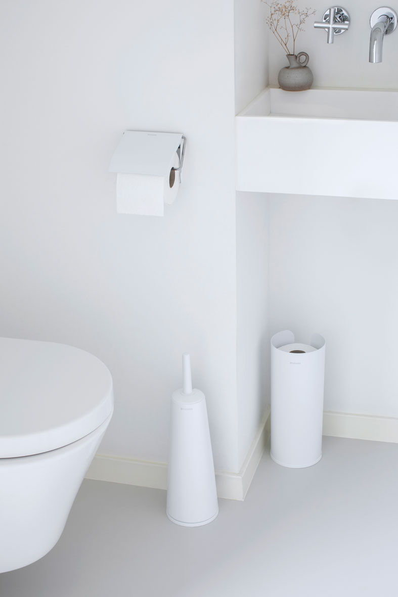 BRABANTIA ReNew biely - stojan na toaletný papier z nehrdzavejúcej ocele