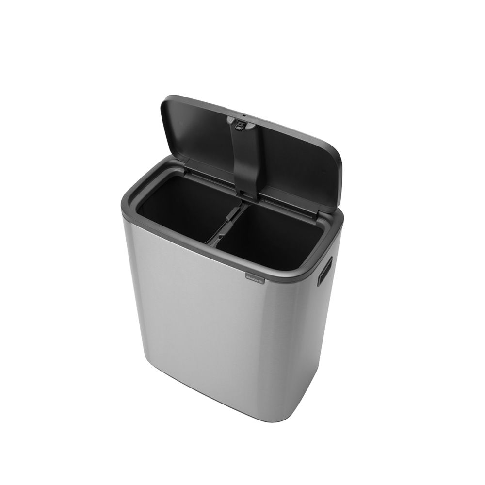 BRABANTIA Touch Bin Bo 2 x 30 l strieborný - kôš na triedenie odpadu z nerezovej ocele s dvoma komorami
