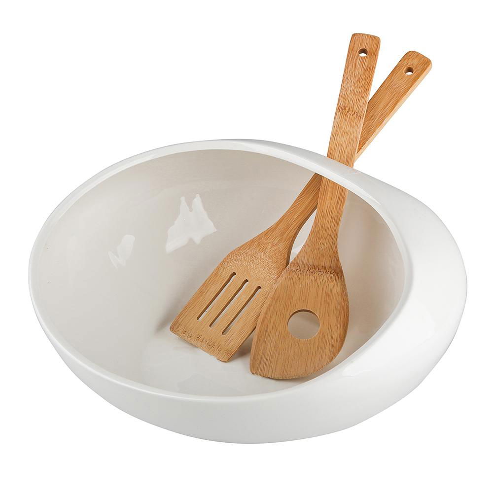 Miska / Porcelánová miska na šalát s lyžicami na šalát REGULAR SALAD II
