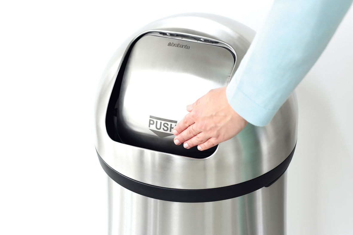BRABANTIA Push Bin 60 l - kosz na śmieci ze stali nierdzewnej