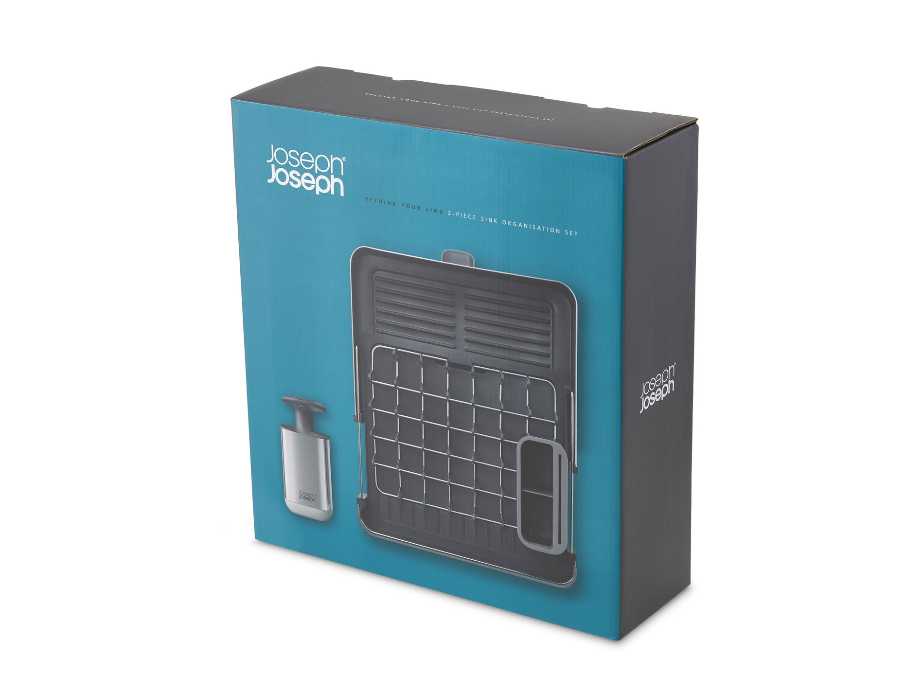JOSEPH JOSEPH Extend Stell 32 x 36,4 cm - roztahovací plastový sušák na nádobí s dávkovačem tekutin