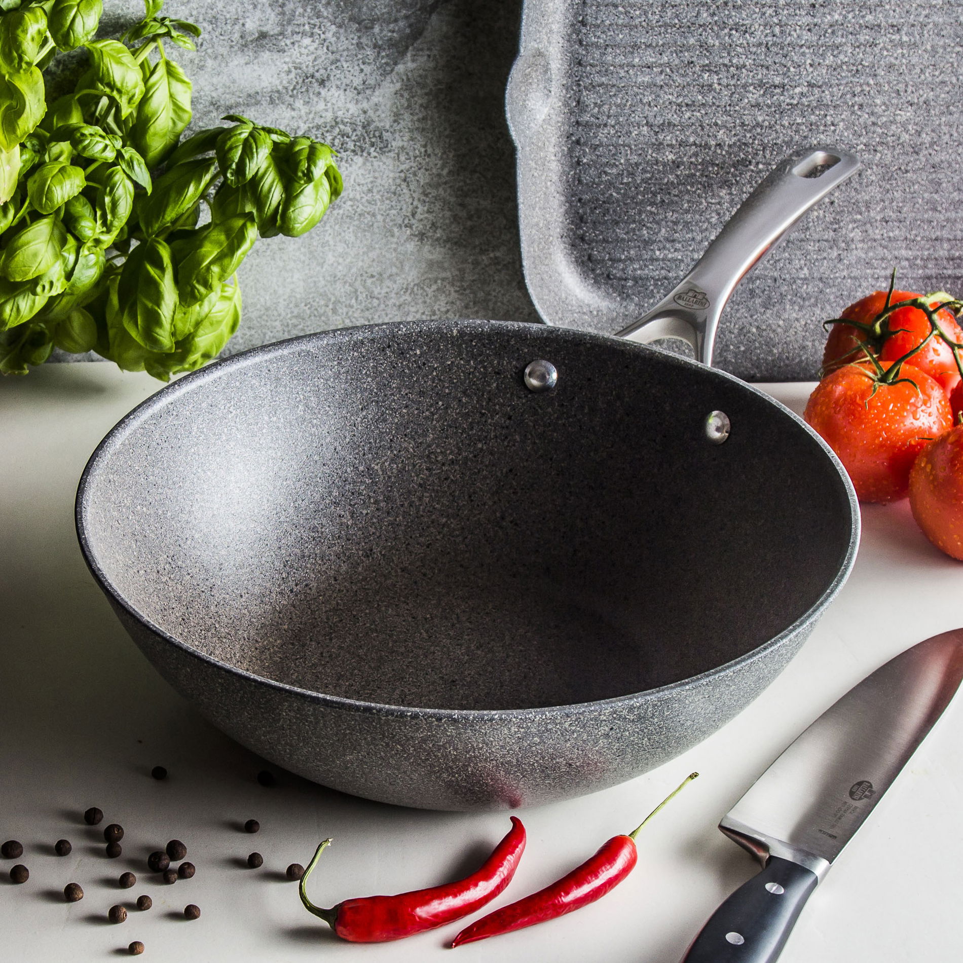 BALLARINI Salina Granitium 30 cm sivá - panvica / wok granitový nepriľnavý