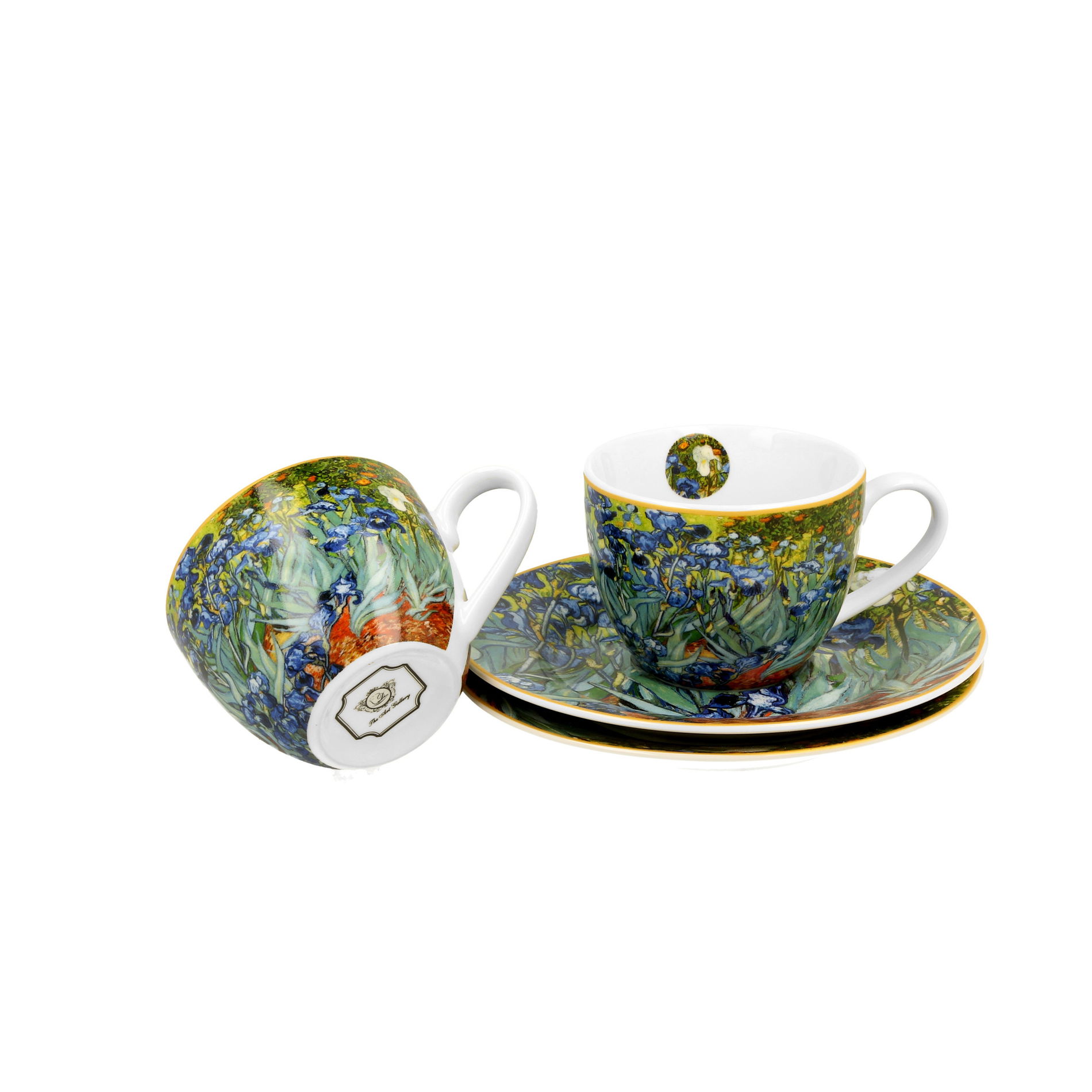 Porcelánové šálky na espresso s podšálky DUO ART GALLERY IRISES BY V. VAN GOGH 110 ml 2 ks