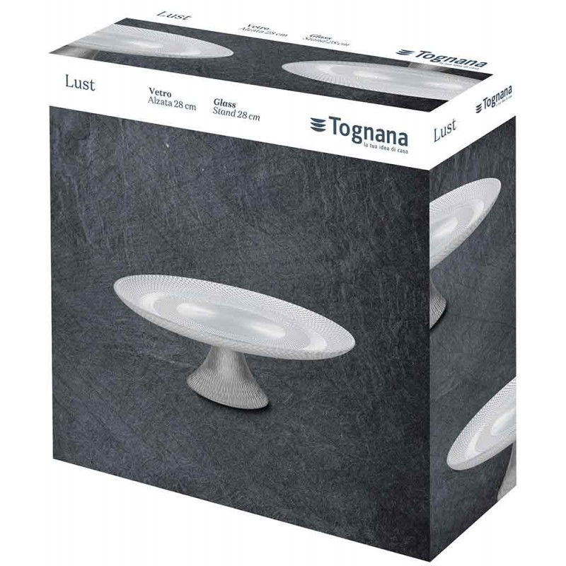 TOGNANA Lust Silver 28 cm - sklenená pevná tortová misa