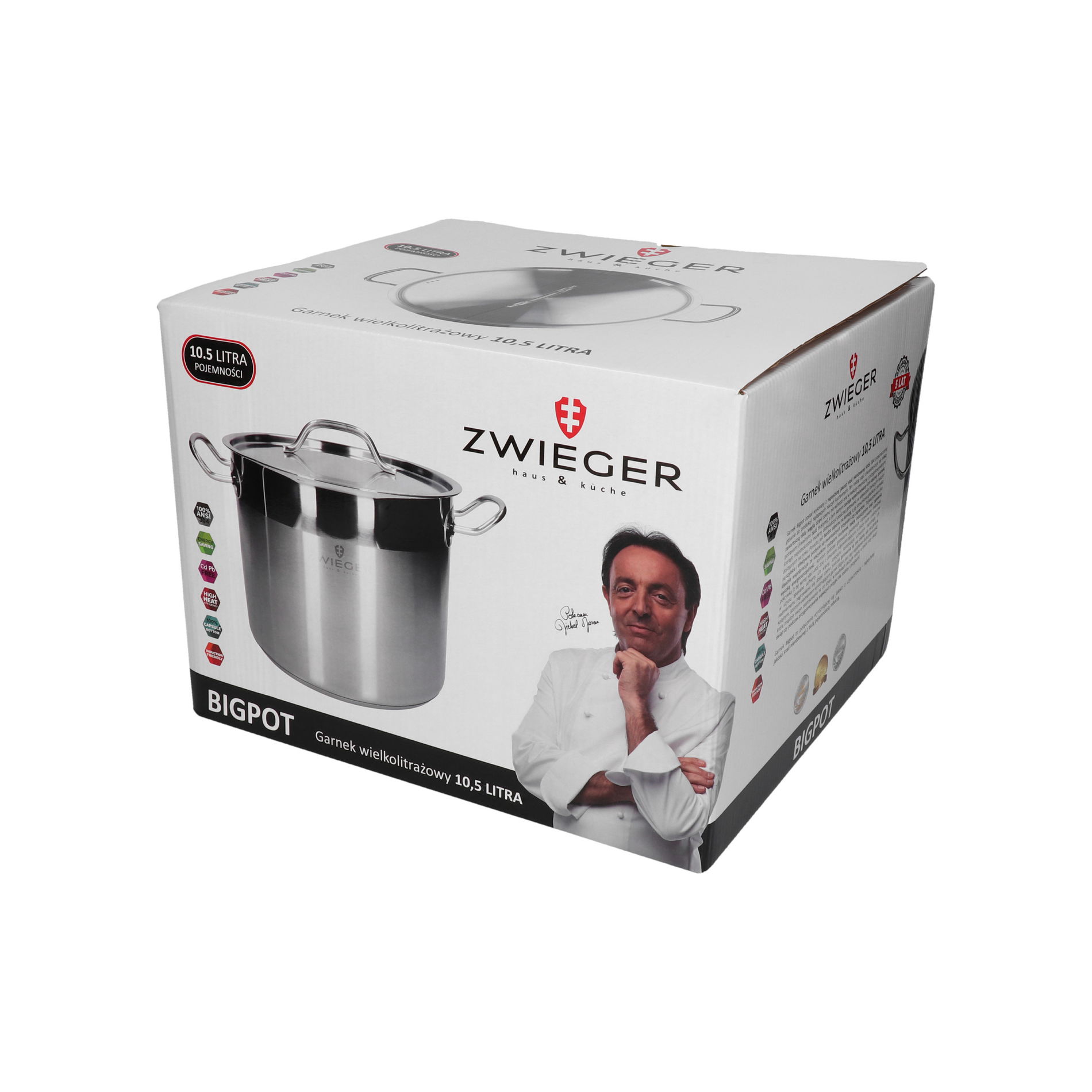 ZWIEGER BigPot 10,5 l - garnek gastronomiczny ze stali nierdzewnej z pokrywką