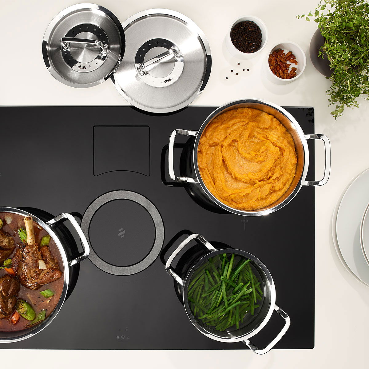 FISSLER Original Profi Collection - sada 4 hrnců s poklicemi a pánví z nerezové oceli