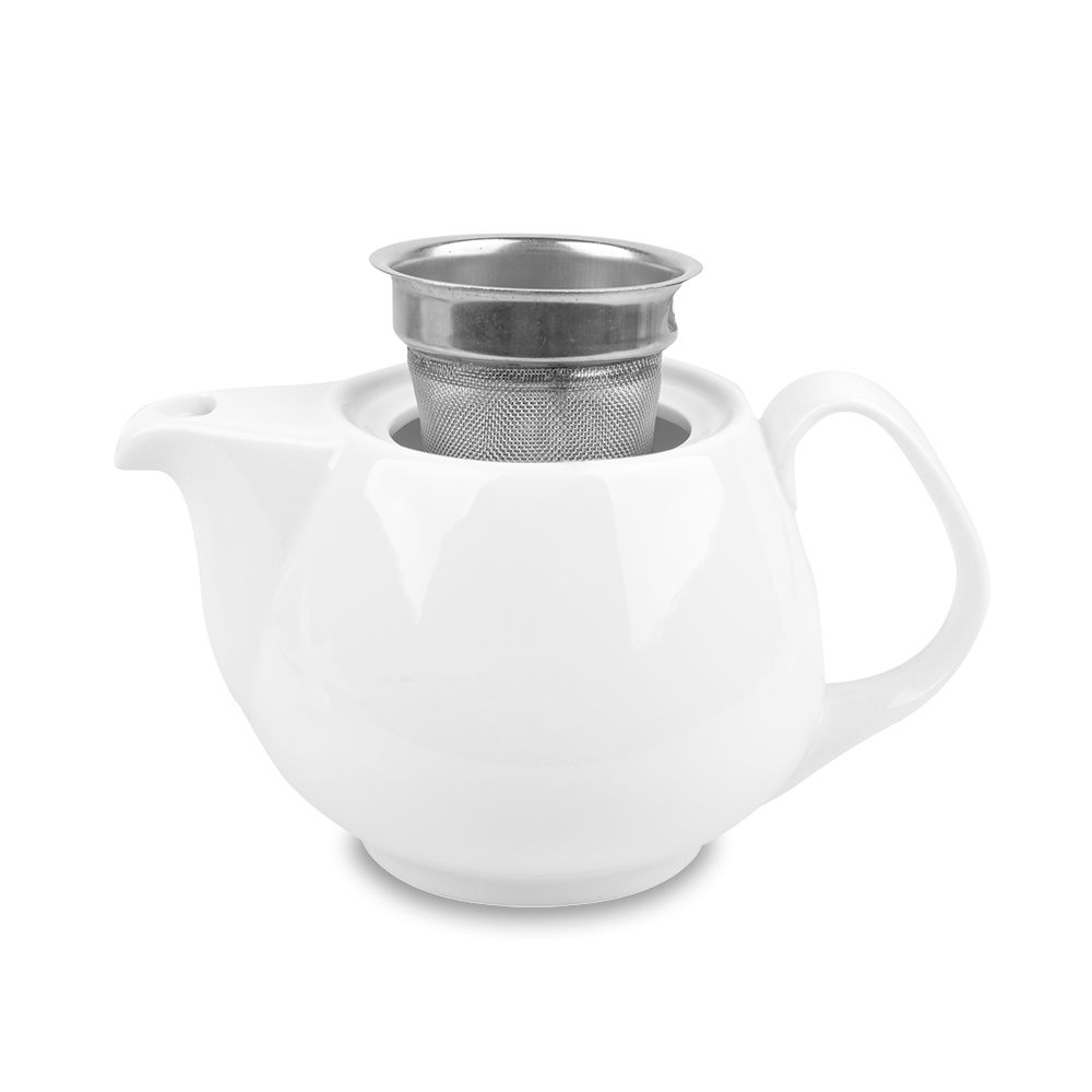 AMBITION Salsa 0,45 l bílý - porcelánová konvice na čaj a kávu se zapařovačem