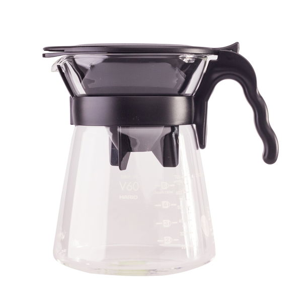 HARIO V60-02 Drip-In Server 0,7 l černý – plastový dripper/filtr na kávu s konvičkou