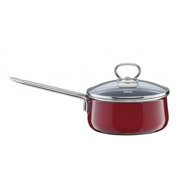 RIESS Rosso Pfanne 1 l bordó - smaltovaný kastrol s poklicí