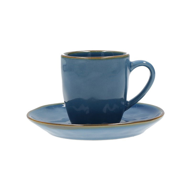 Kamenné šálky na espresso so spodkami ROSE TULIPANI CONCERTO BLU AVIO 90 ml 6 ks.