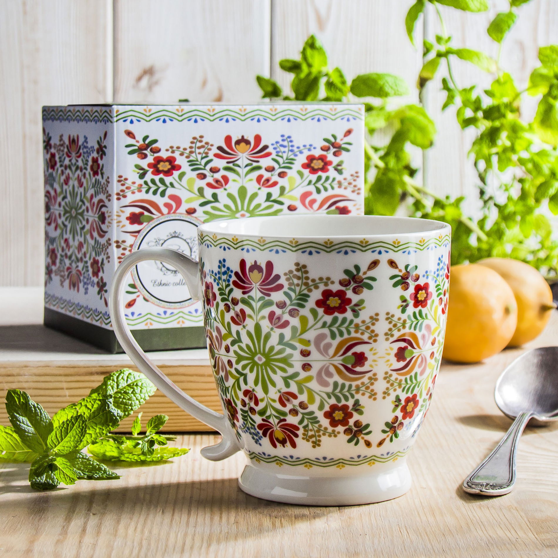 Porcelánový hrnek DUO ETNO MAĎARSKÝ VZOR 480 ml