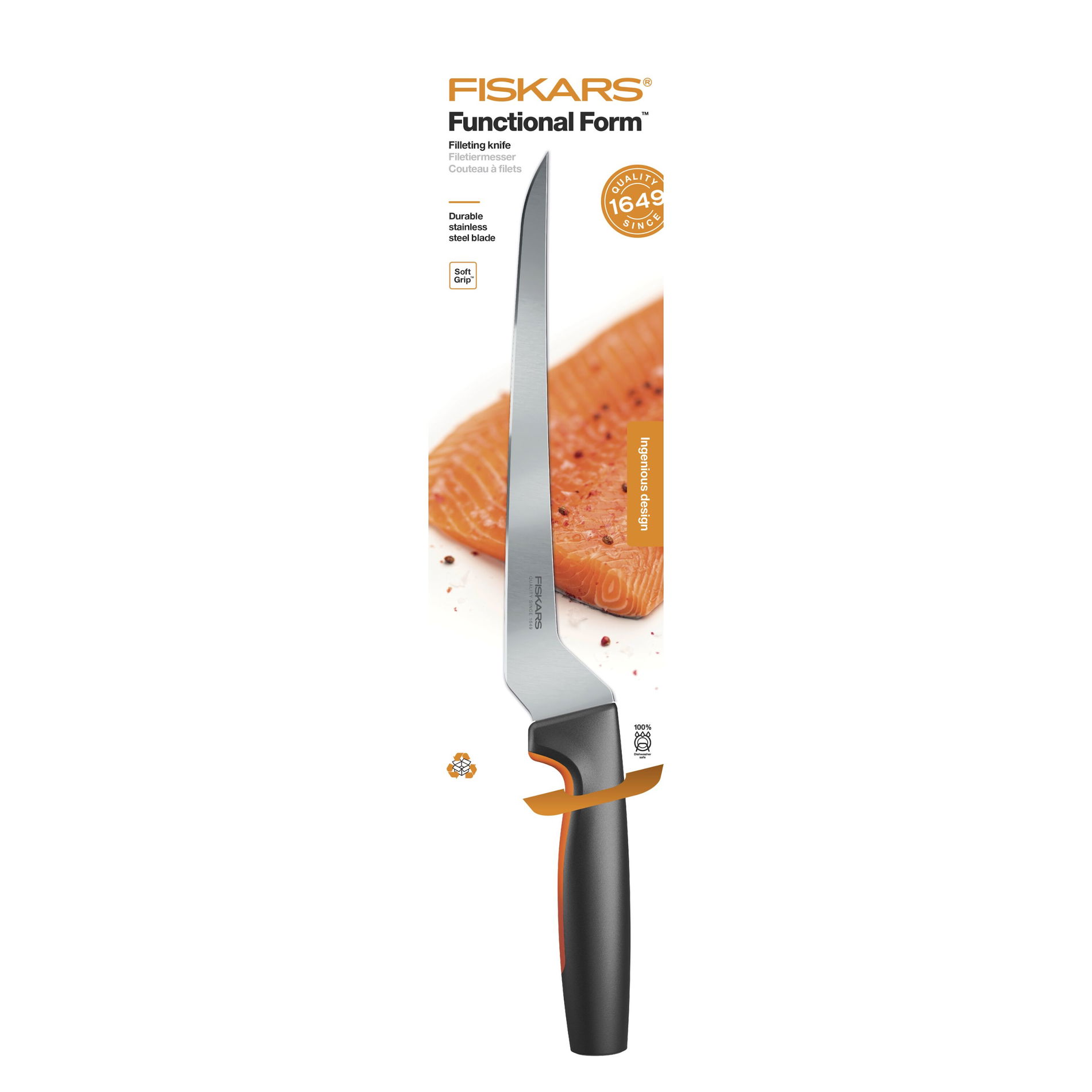 FISKARS Functional Form 22 cm černý - nůž na filetování ryb z nerezové oceli