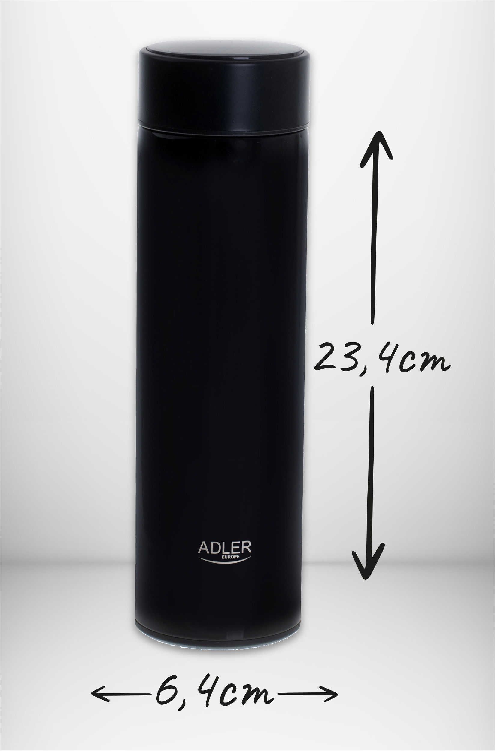 ADLER AD 4506bk 0,47 l - vakuumový termos na kávu a čaj z nerezové oceli s teploměrem