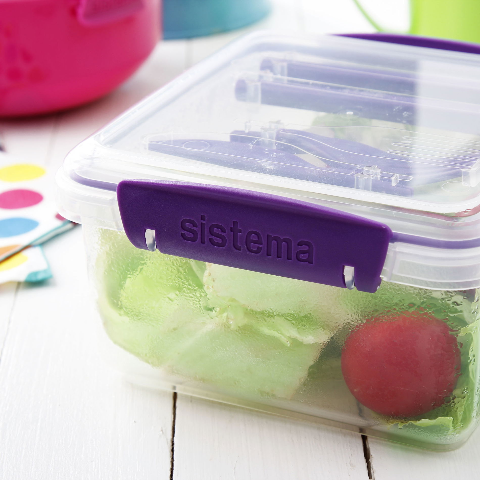 SISTEMA To Go Lunch Plus 1,2 l fioletowy - lunch box / śniadaniówka plastikowa ze sztućcami