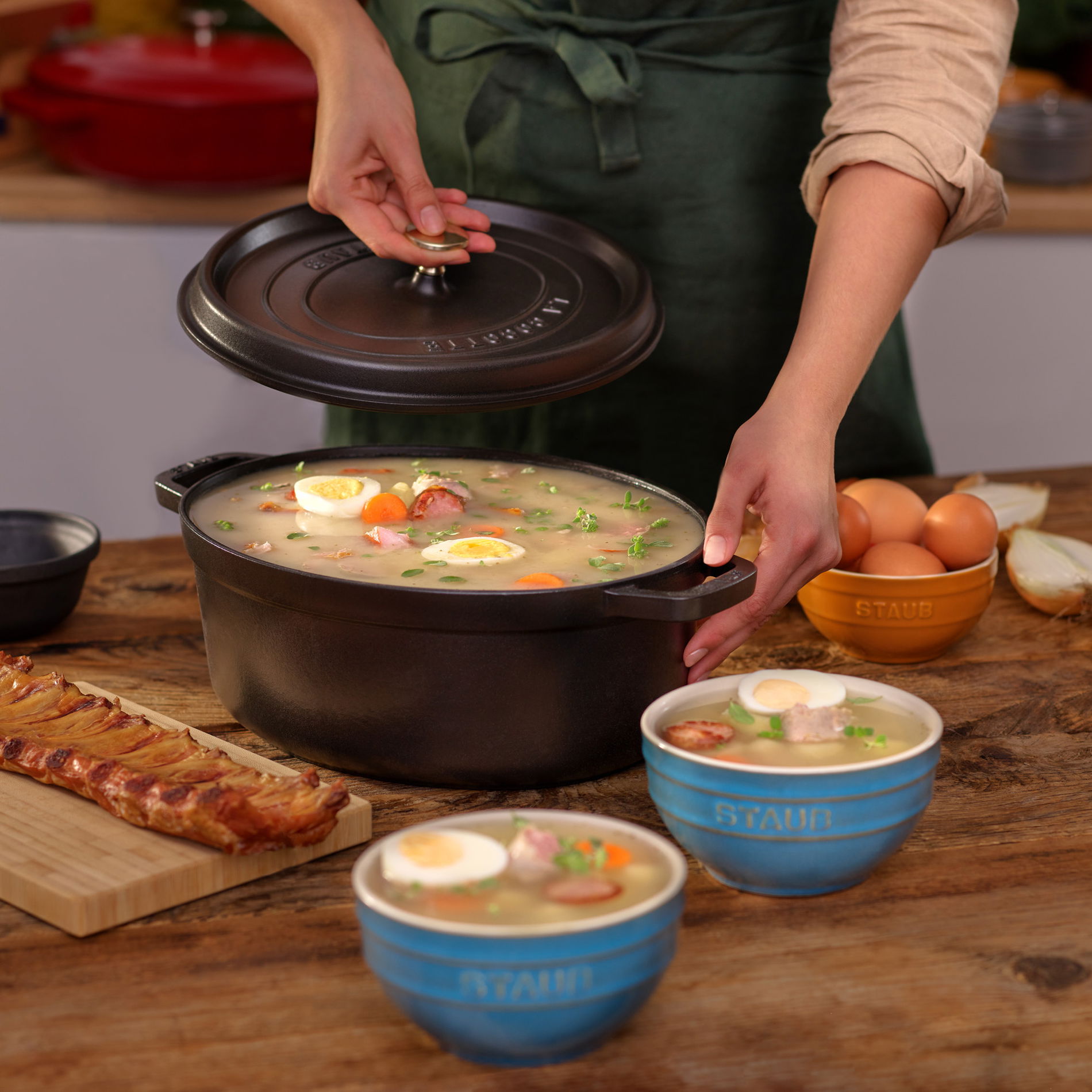 STAUB Serving 0,4 l 4 ks. tyrkysové - keramické kuchynské misky