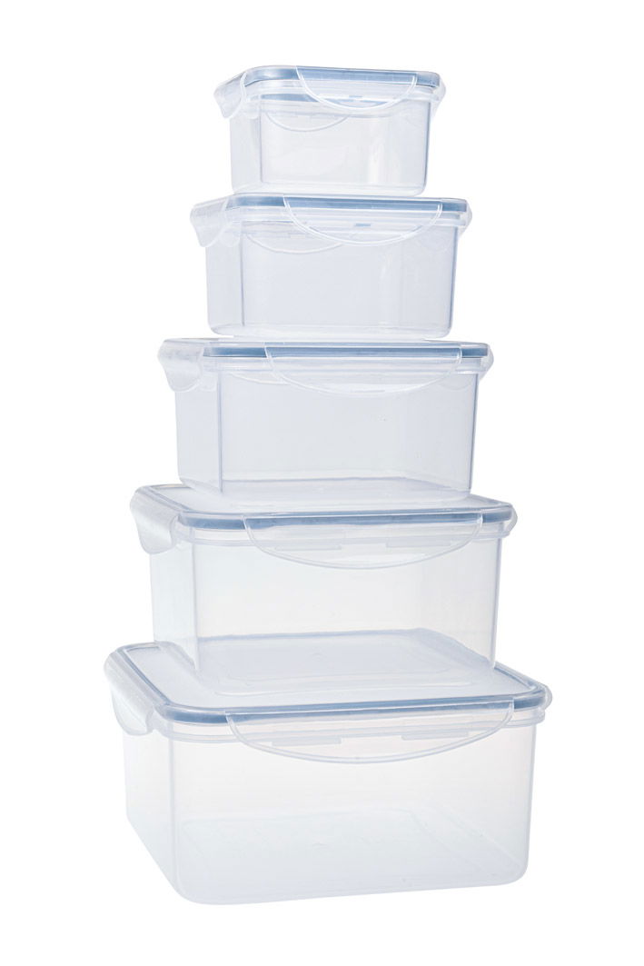 TESCOMA Freshbox kwadrat 5 szt. - zestaw pojemników na żywność hermetycznych plastikowych