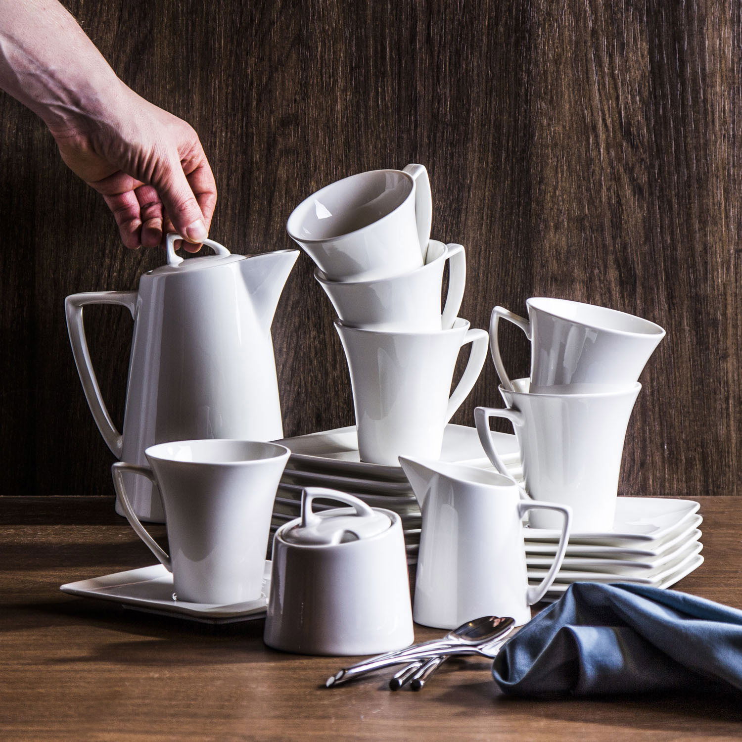 Porcelánová kávová súprava HOME DELUX QUATRE BIELA pre 6 osôb (21 ks)