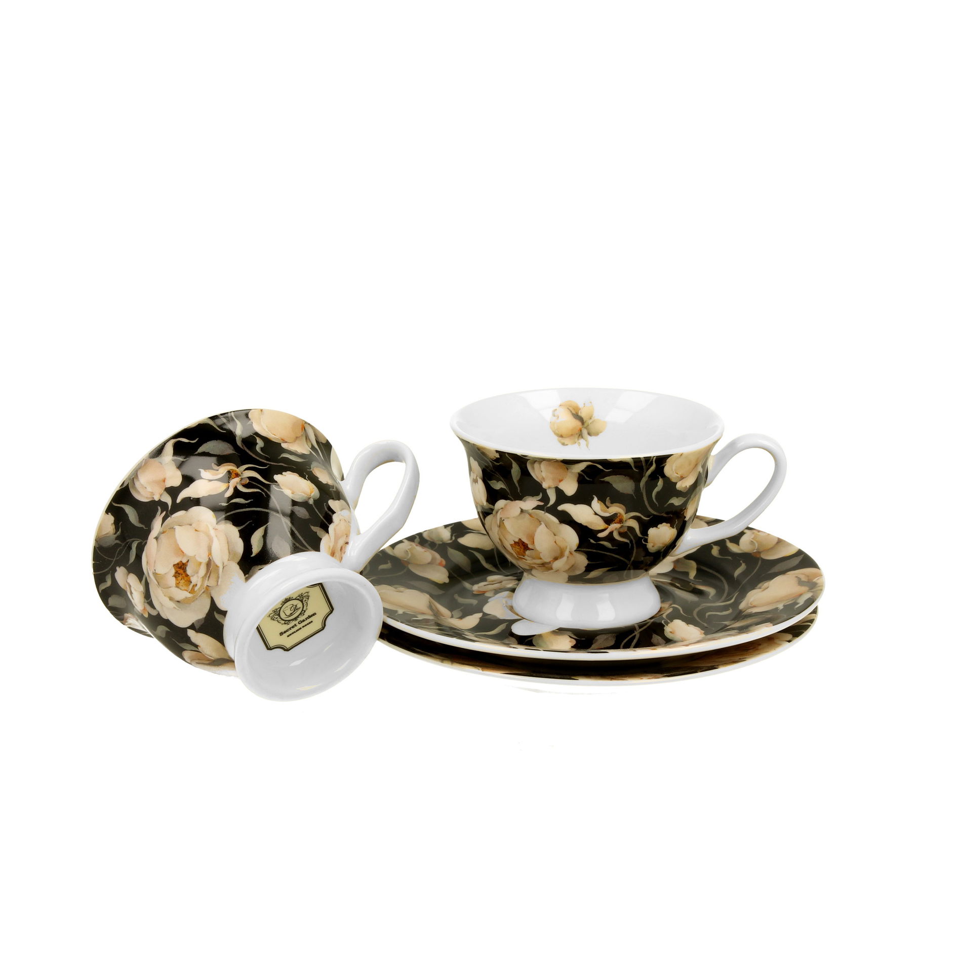 Porcelánové šálky na espresso s podšálky DUO FLORAL EXCLUSIVE ENGLISH ROSES 100 ml 2 ks.