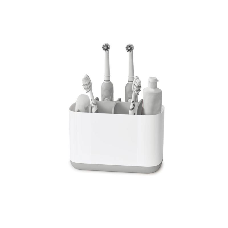 JOSEPH JOSEPH Easy Store Big bílo-šedý – plastový kelímek na zubní kartáčky