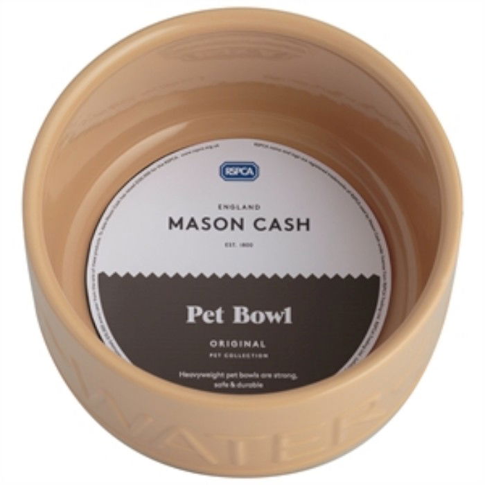 MASON CASH Lettered béžová 20 cm - kameninová miska pro psa nebo kočku