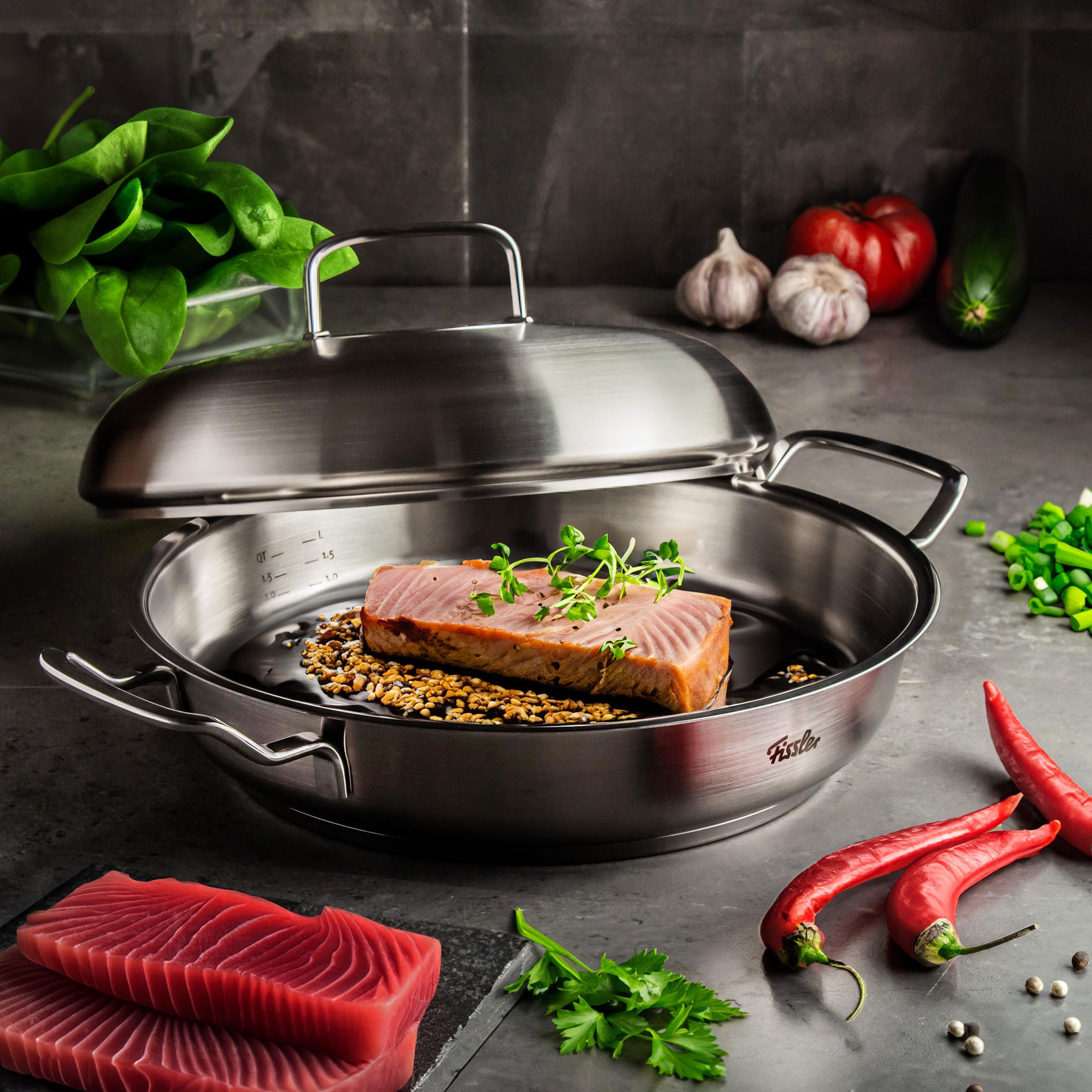 FISSLER Original Profi Collection 28 cm - nerezová pánvička s poklicí pro podávání