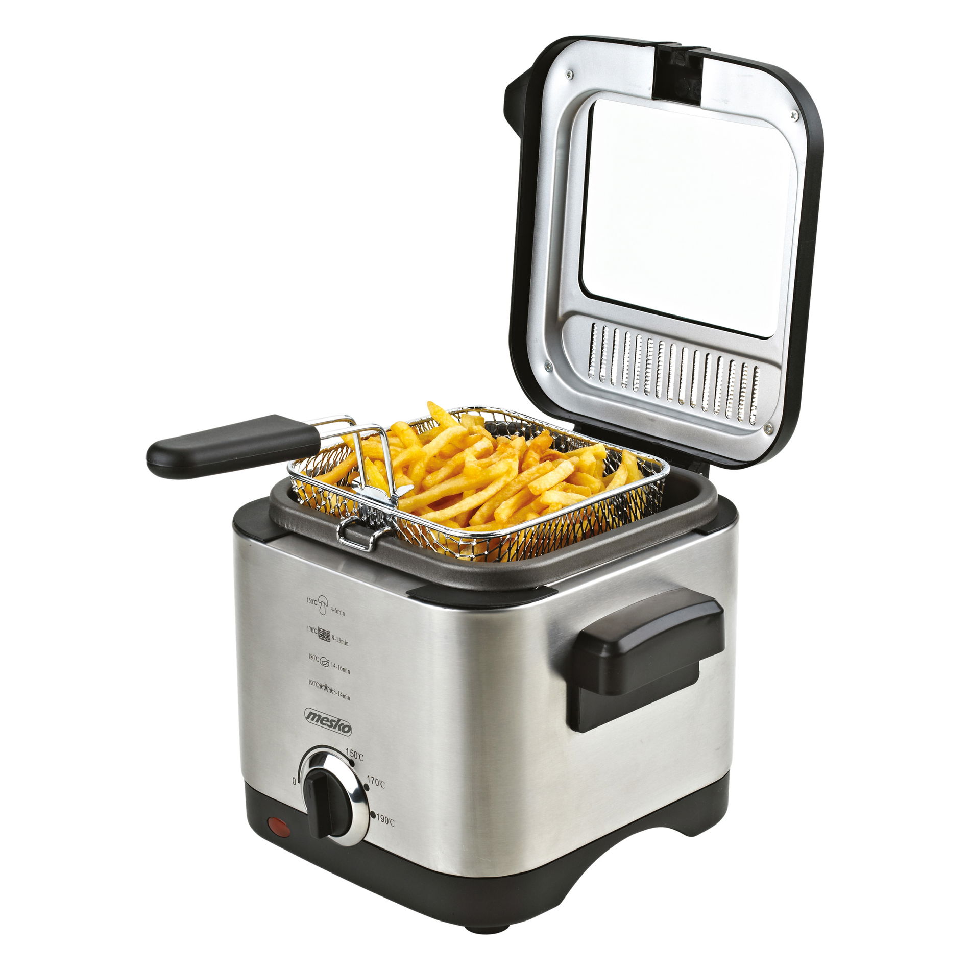 MESKO Alicia 900 W stříbrná - kovová fritéza