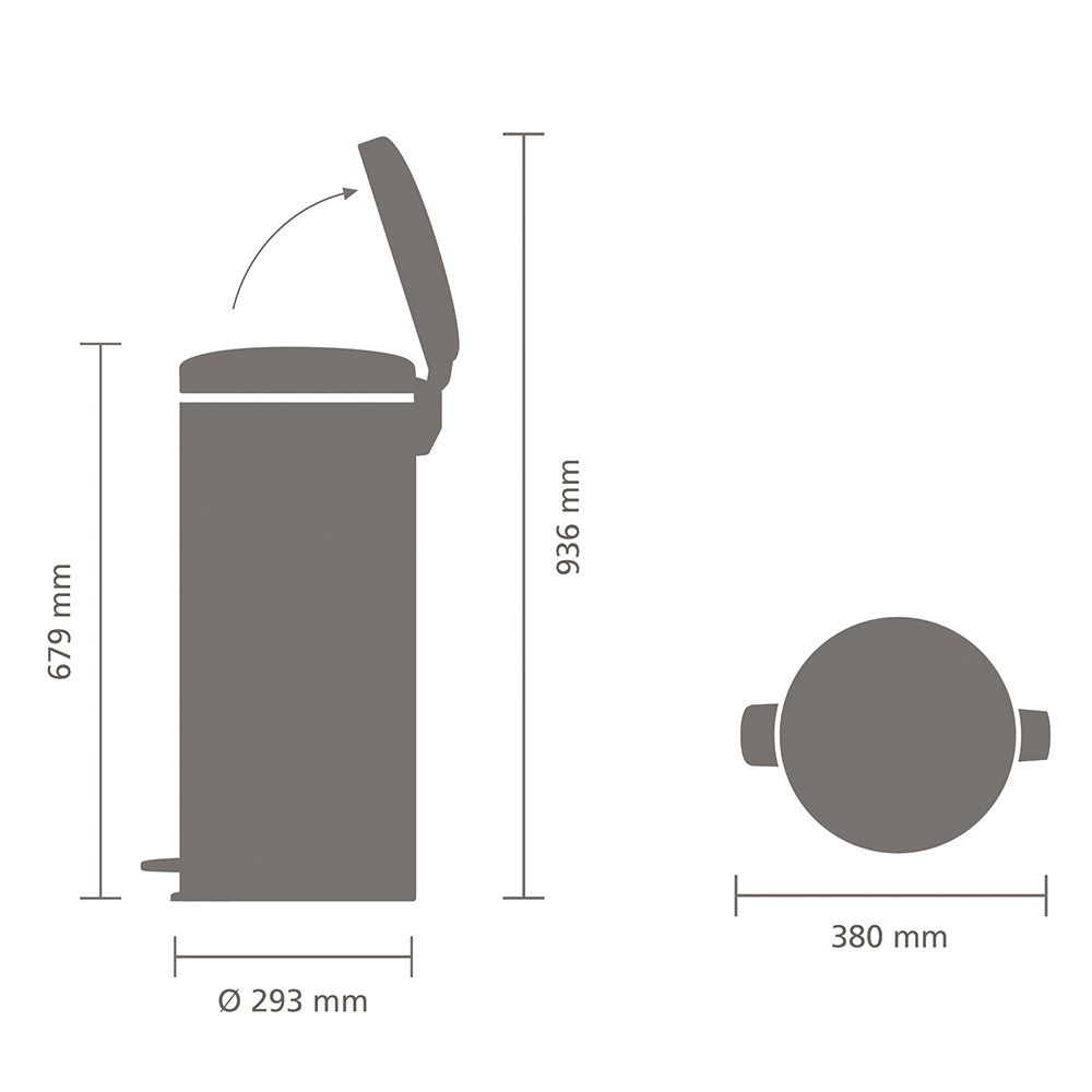 BRABANTIA Newicon 30 l czarny - kosz na śmieci ze stali nierdzewnej z pedałem