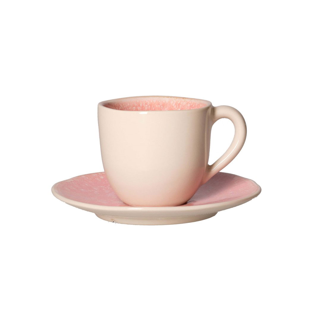 Filiżanki do espresso kamionkowe ze spodkami ROSE TULIPANI CONCERTO FUSE ROSA 90 ml 6 szt.