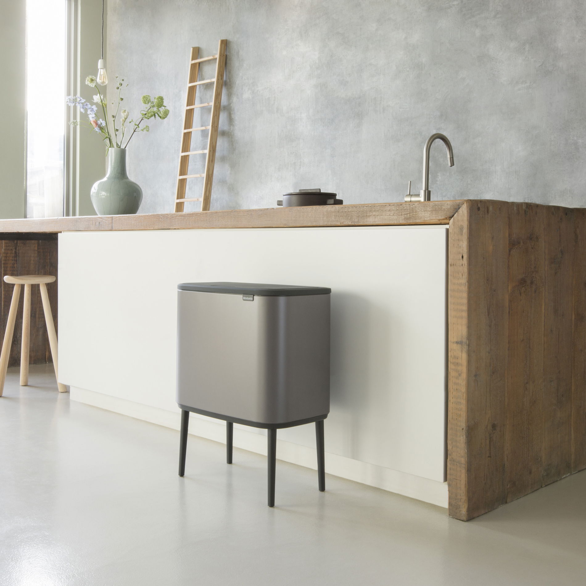 BRABANTIA Bo Touch Bin šedý 34 l (316142) - nerezový koš na třídění odpadu dvoukomorový