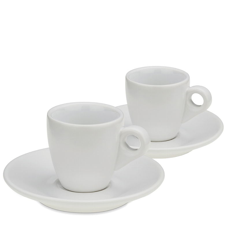 KELA Mattia 50 ml 2 szt. białe - filiżanki do espresso ceramiczne ze spodkami