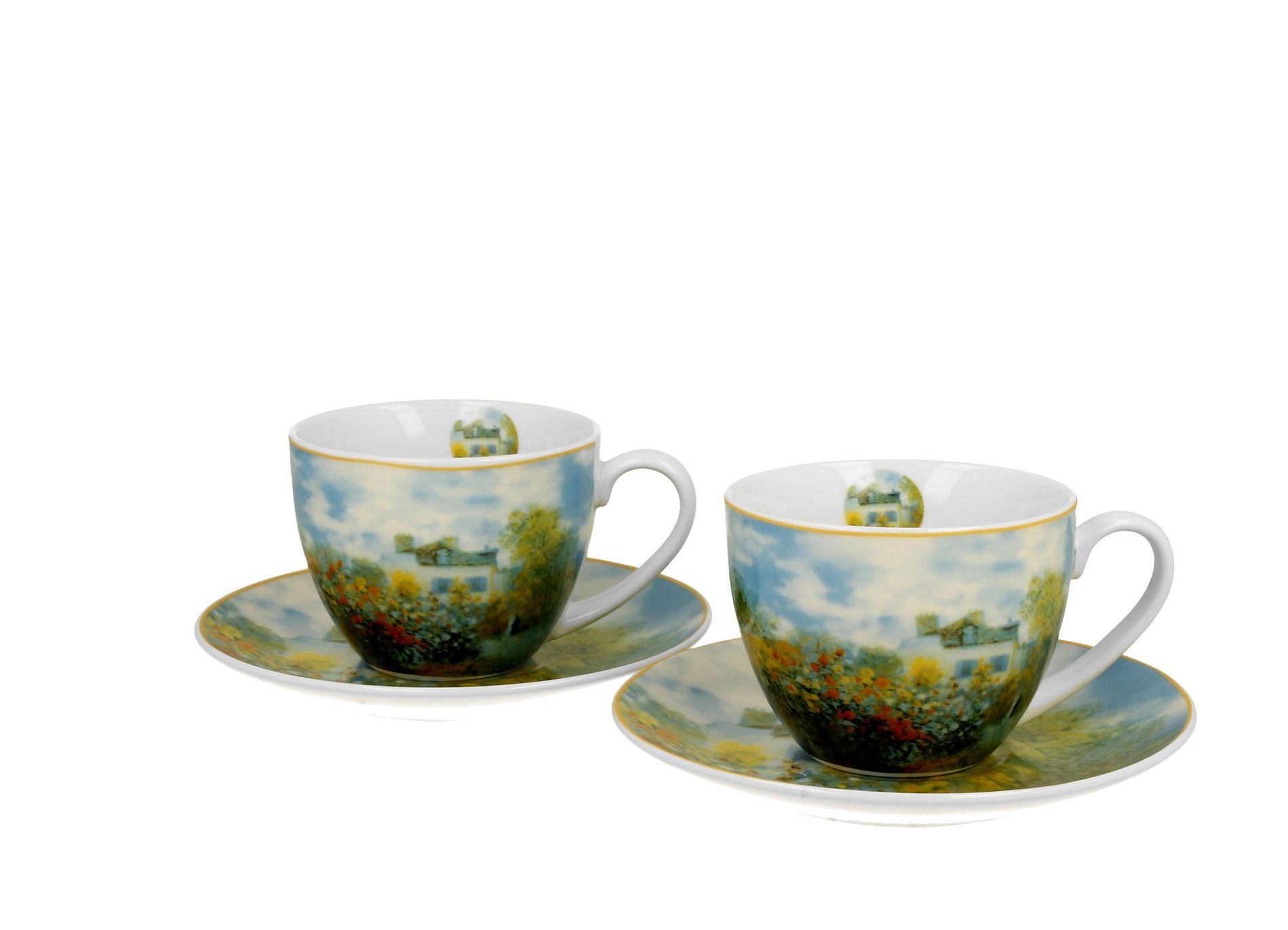 Porcelánové šálky s tanierikmi DUO ART GALLERY THE GARDEN AT ARGENTEUIL BY C. MONET 270 ml 2 ks