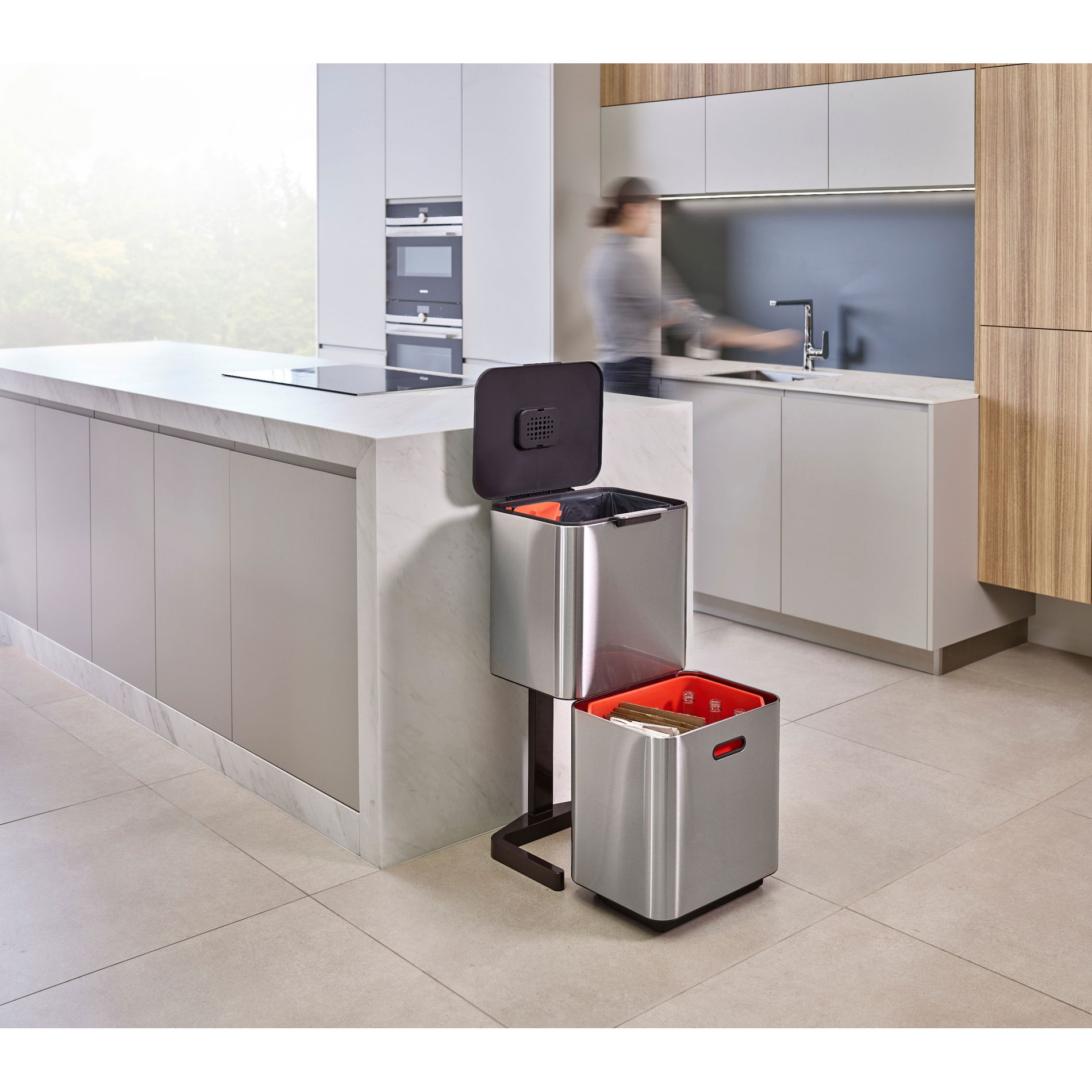 JOSEPH JOSEPH Inteligent Waste TotemMax 60 l - nerezový koš na třídění odpadu