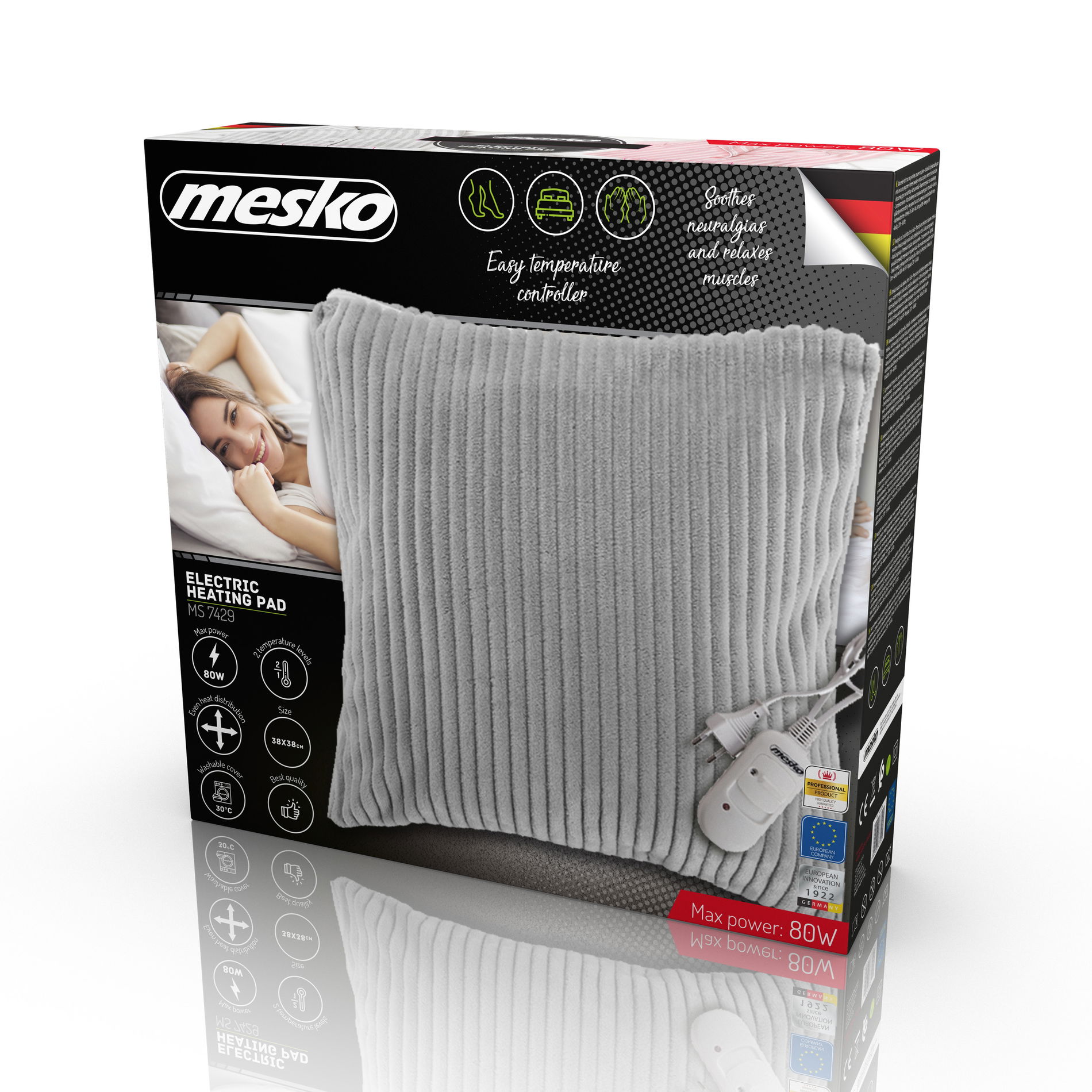 Elektrický polyesterový vankúš MESKO MS 7429 ŠEDÝ 38 x 38 cm