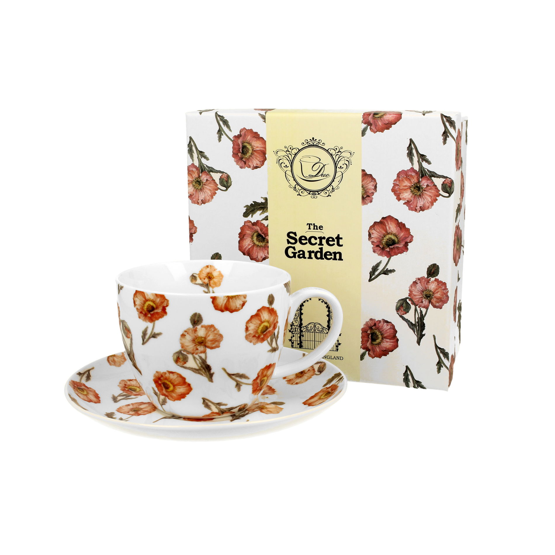 Porcelánový šálek na kávu a čaj s podšálkem DUO WILD POPPIES 470 ml