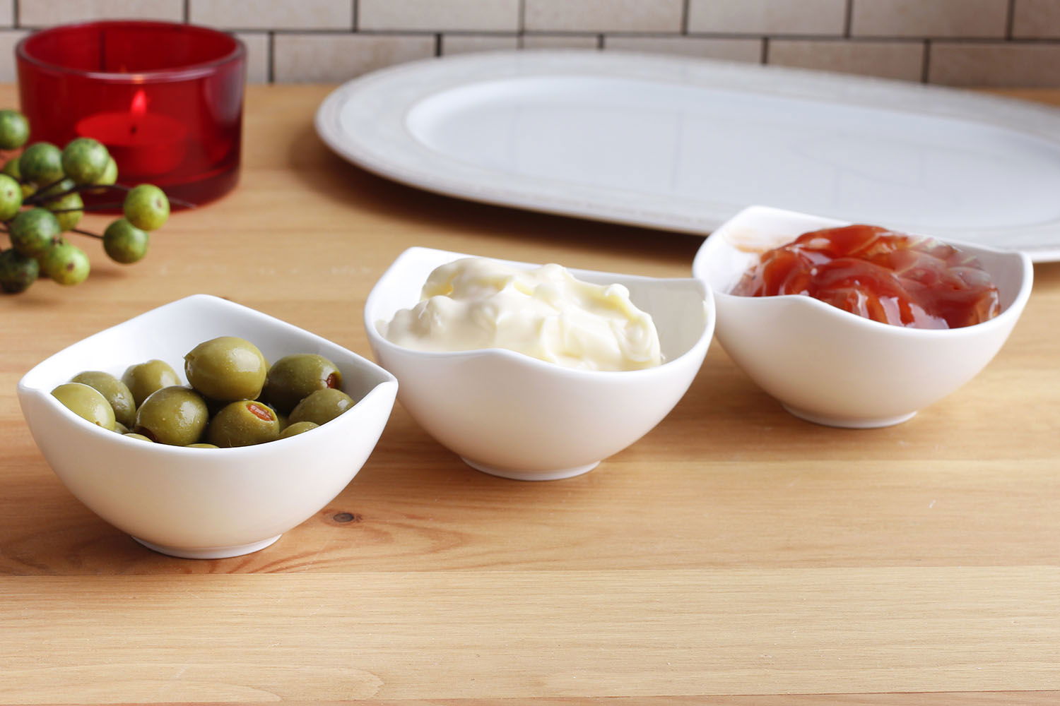 AMBÍCIA SALSA BIELE 40 ml 3 ks - misky na omáčky a občerstvenie z porcelánu