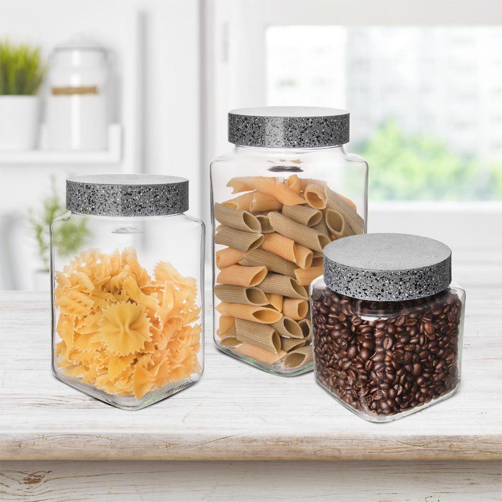 Pojemnik na produkty sypkie szklany z pokrywką GLASS JAR SPOTTED 1,5 l
