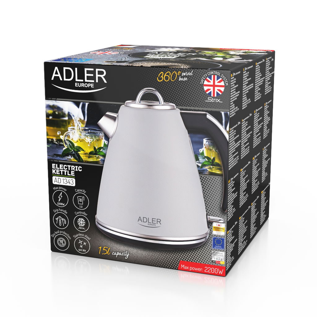 ADLER Strix AD 1343 1,5 l - czajnik elektryczny bezprzewodowy metalowy