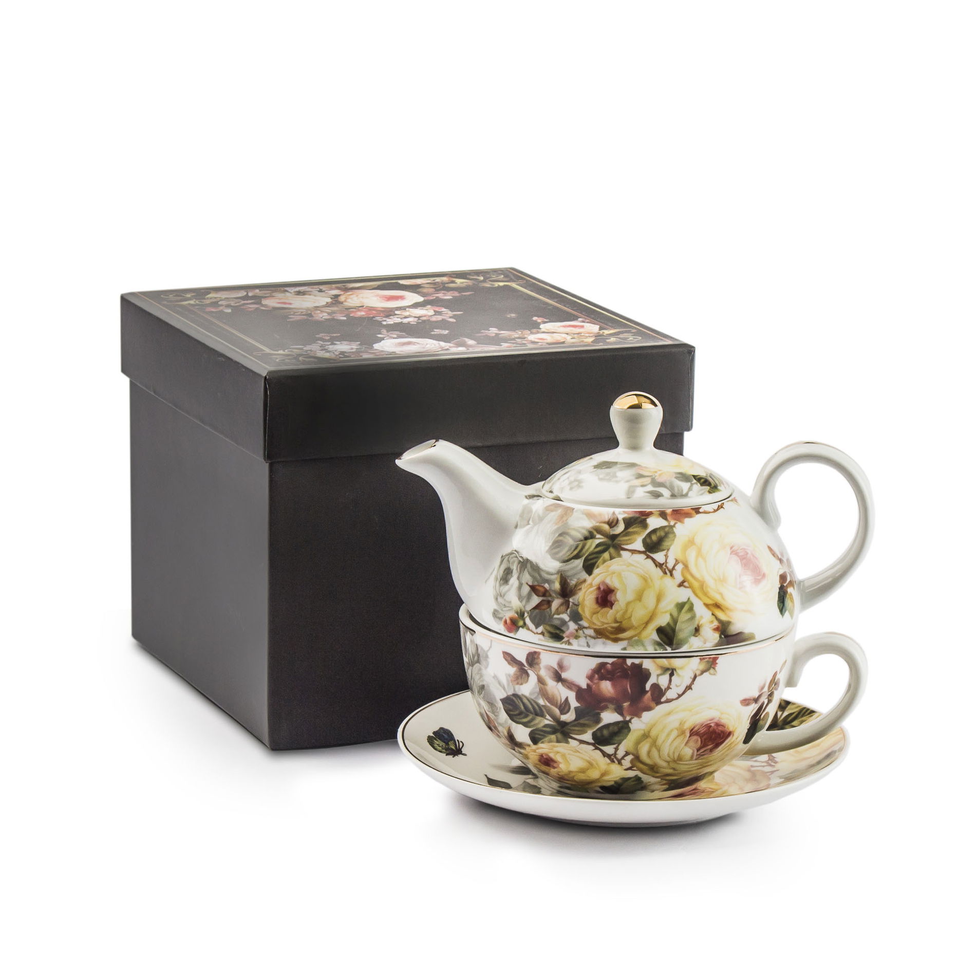 ENGLISH COLLECTION ROSES Porcelánová konvička o objemu 0,45 l se šálkem a podšálkem