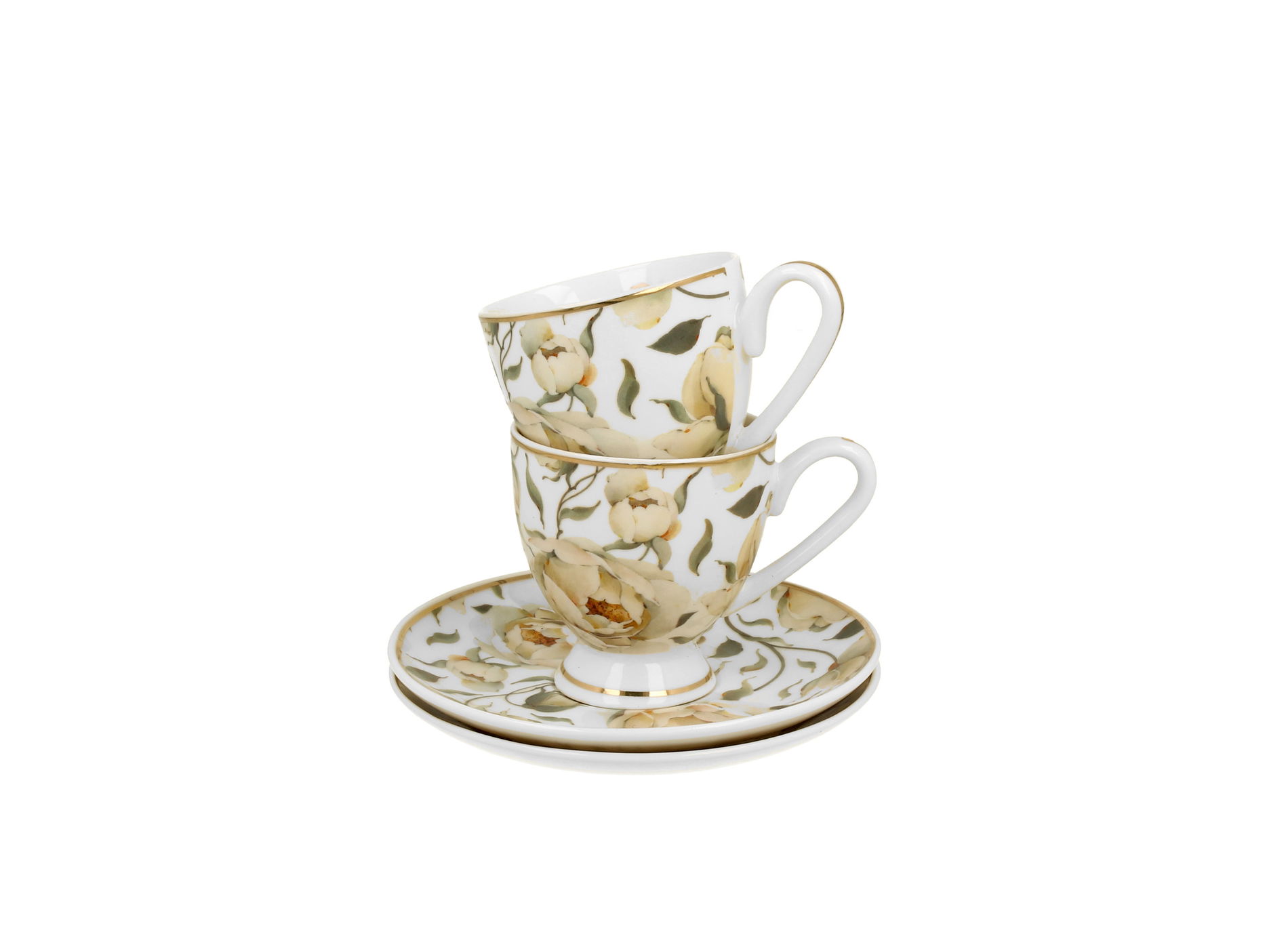 Porcelánové šálky na espresso s tanierikmi DUO THE SECRET GARDEN ENGLISH ROSES 90 ml 2 ks.
