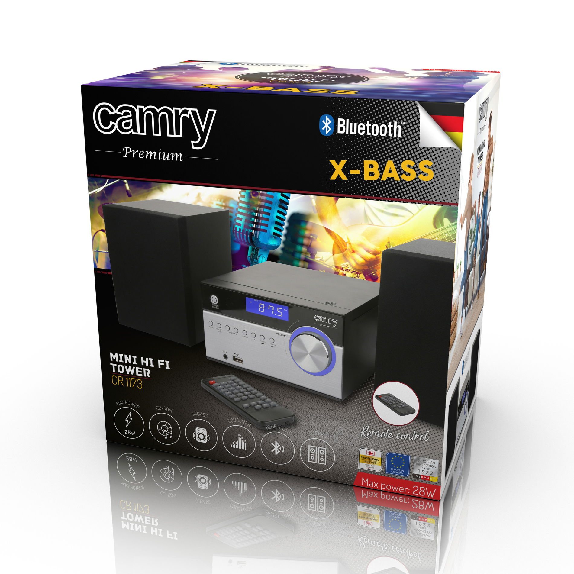 CAMRY CR 1173 HiFi - mini wieża stereofoniczna z bluetooth i głośnikami