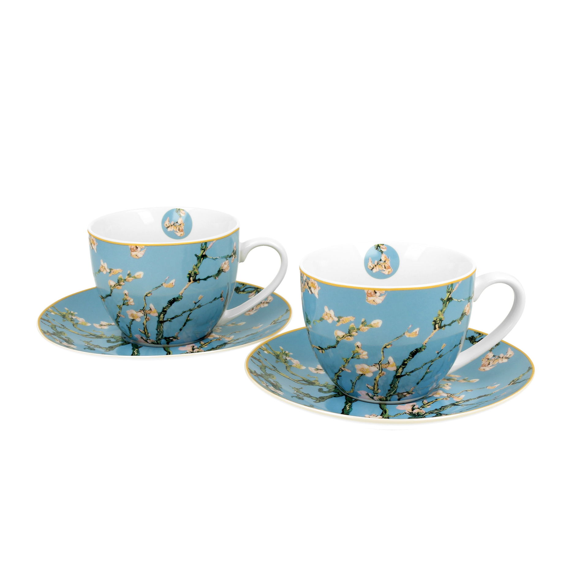 Porcelánové šálky na kávu a čaj s podšálky DUO ART GALLERY ALMOND BLOSSOM BY V. VAN GOGH 280 ml 2 ks