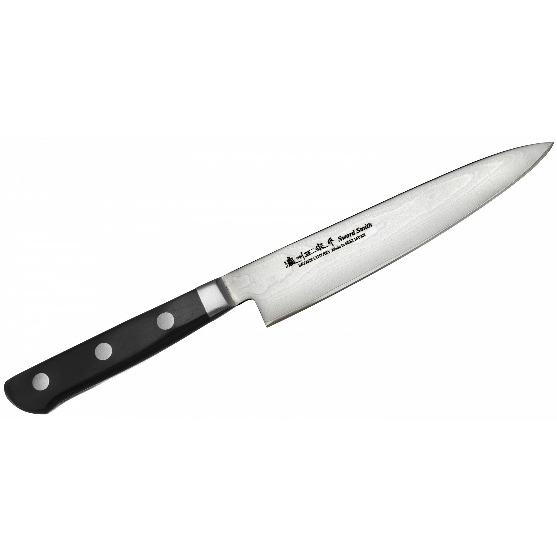 Univerzálny nôž z nehrdzavejúcej ocele SATAKE DAICHI DAMASCUS ČIERNY 15 cm