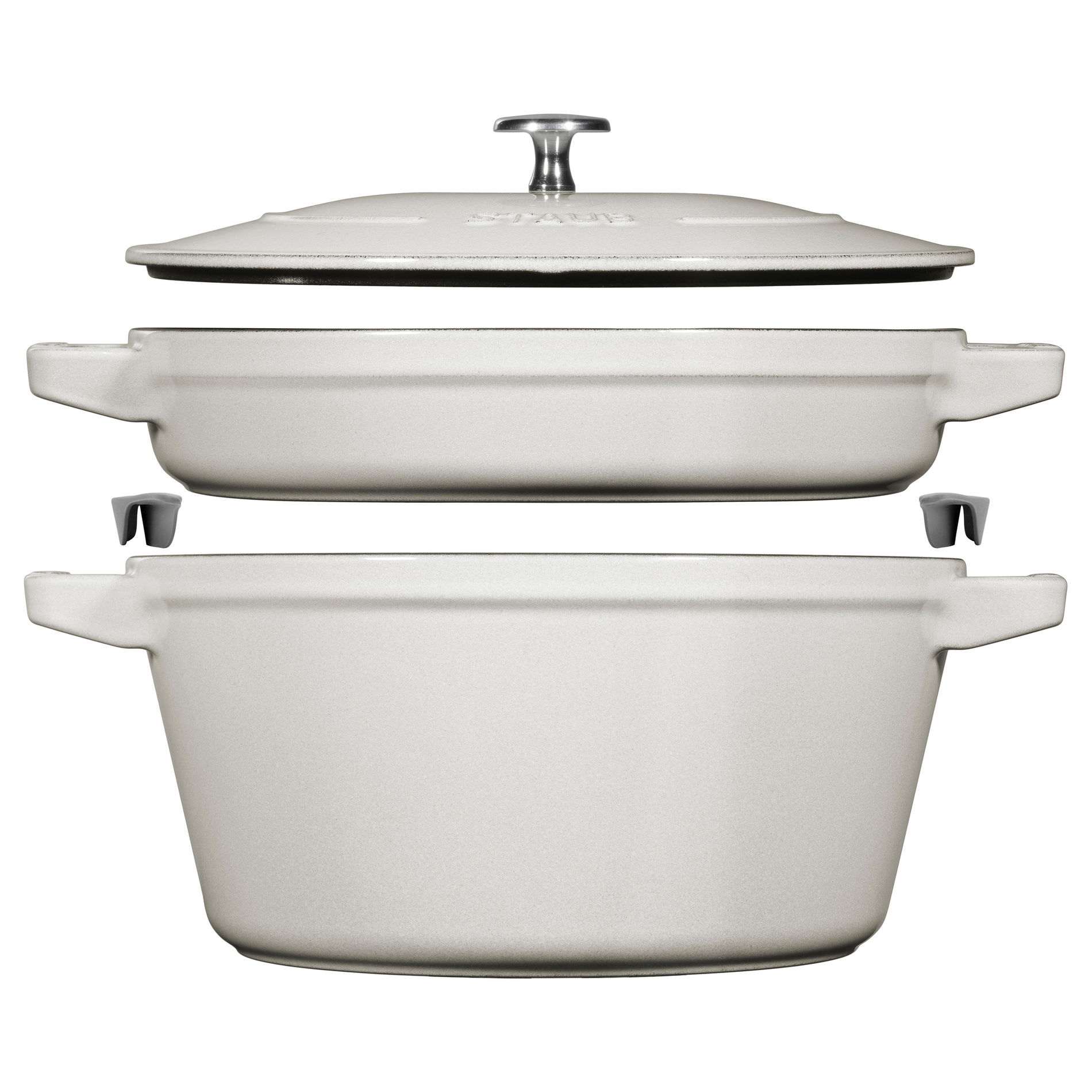 STAUB Cast Iron 4,2 l svetlosivý - železný hrniec s pokrievkou a panvicou