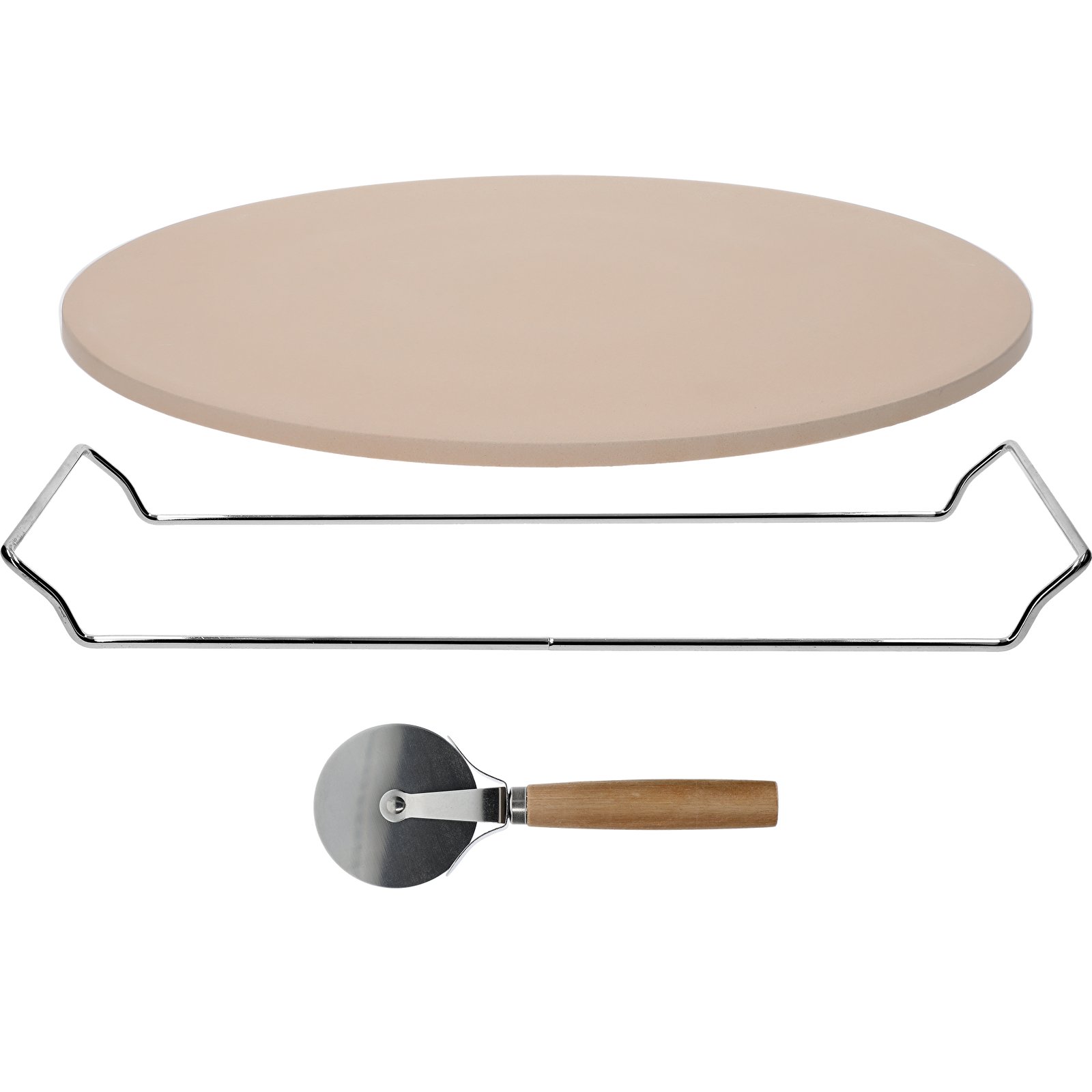 BROWIN 33 cm - kordieritový kámen na pizzu s držadlem a nožem
