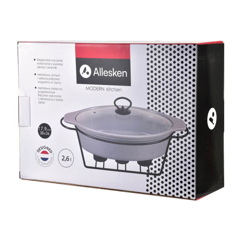 Naczynie ceramiczne z pokrywką i podgrzewaczem MODERN KITCHEN 2,6 l
