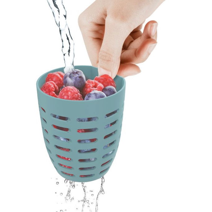 MEPAL Ellipse Fruit & Veggie Pot Nordic Green 0,6 l tyrkysová – plastová dóza na ovoce a zeleninu s vidličkou