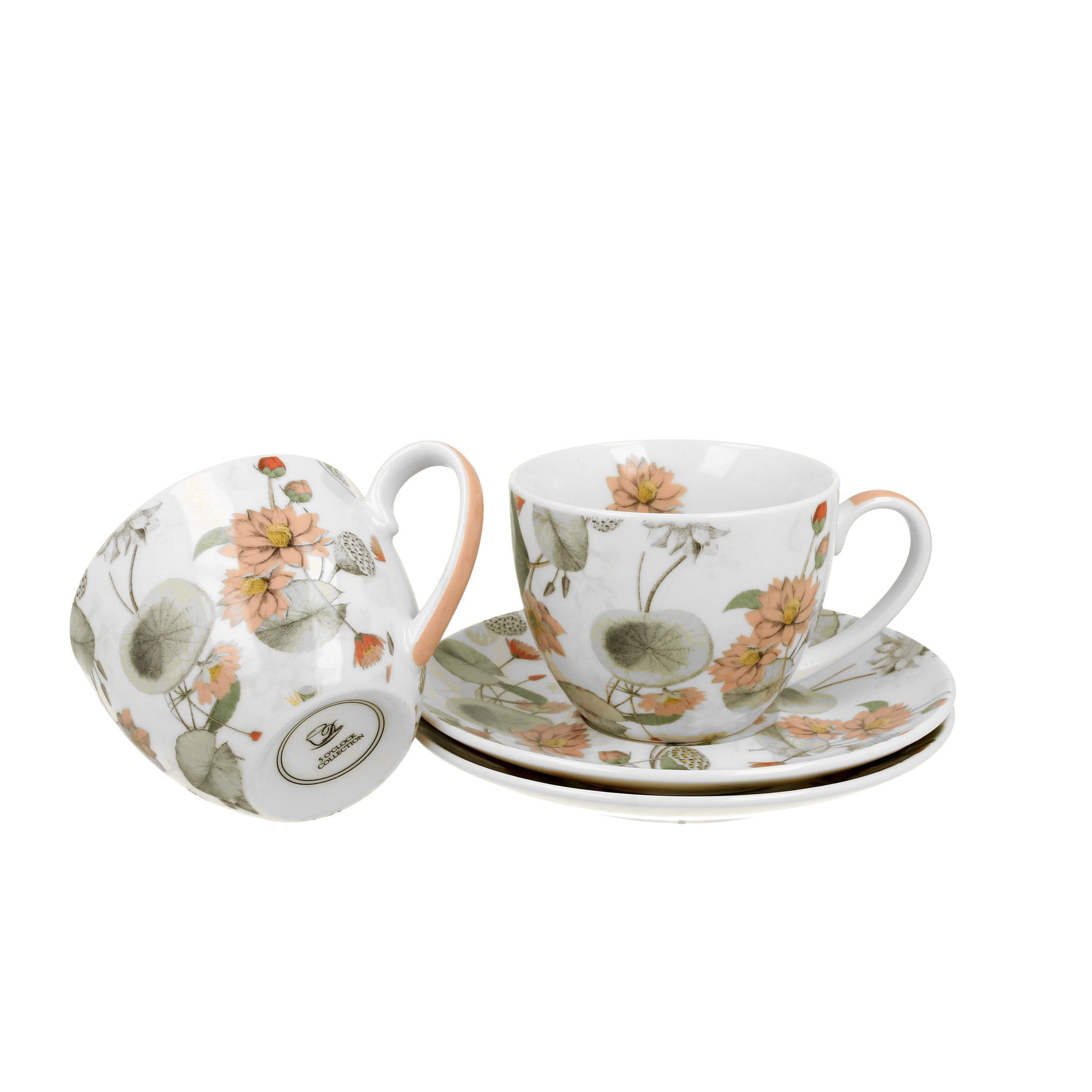 Porcelánové šálky na kávu a čaj s podšálky DUO FIVE O''CLOCK YVONNE 250 ml 2 ks.